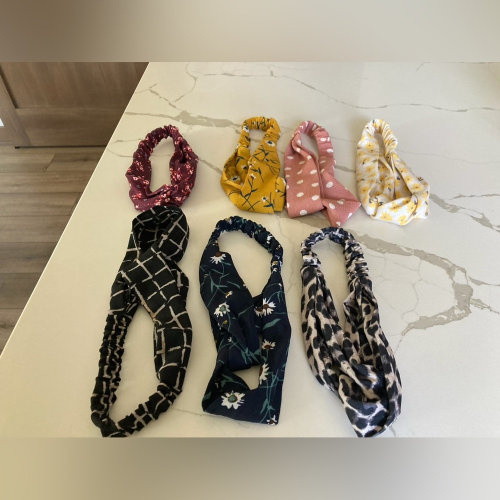 Women amazon set of 7 headwrap headband twisted top elasticized back black pink